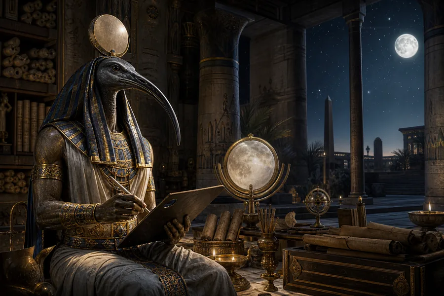 Thot, scribe des dieux, illustration mythologique