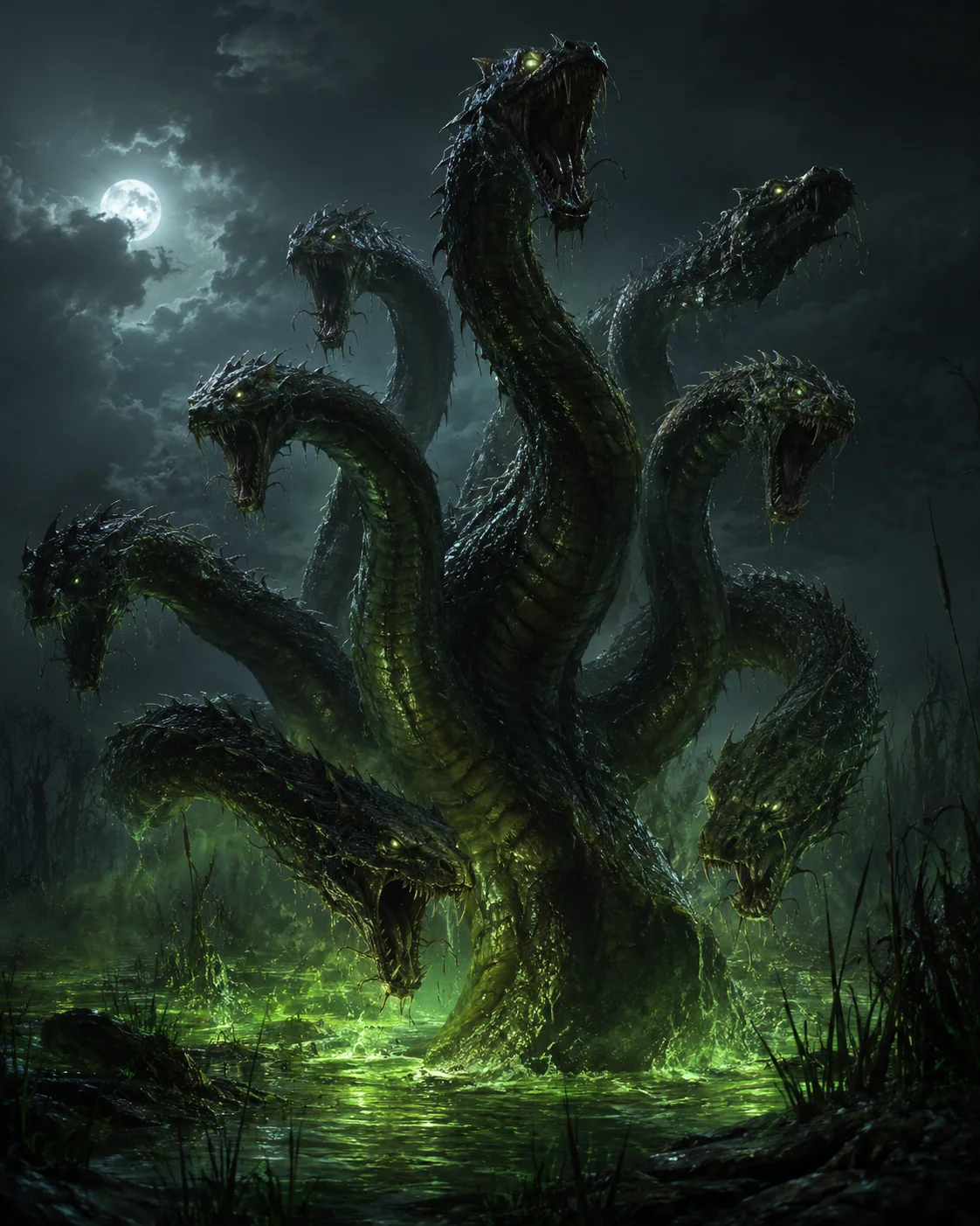 Illustration de l'Hydre de Lerne, monstre aux têtes multiples