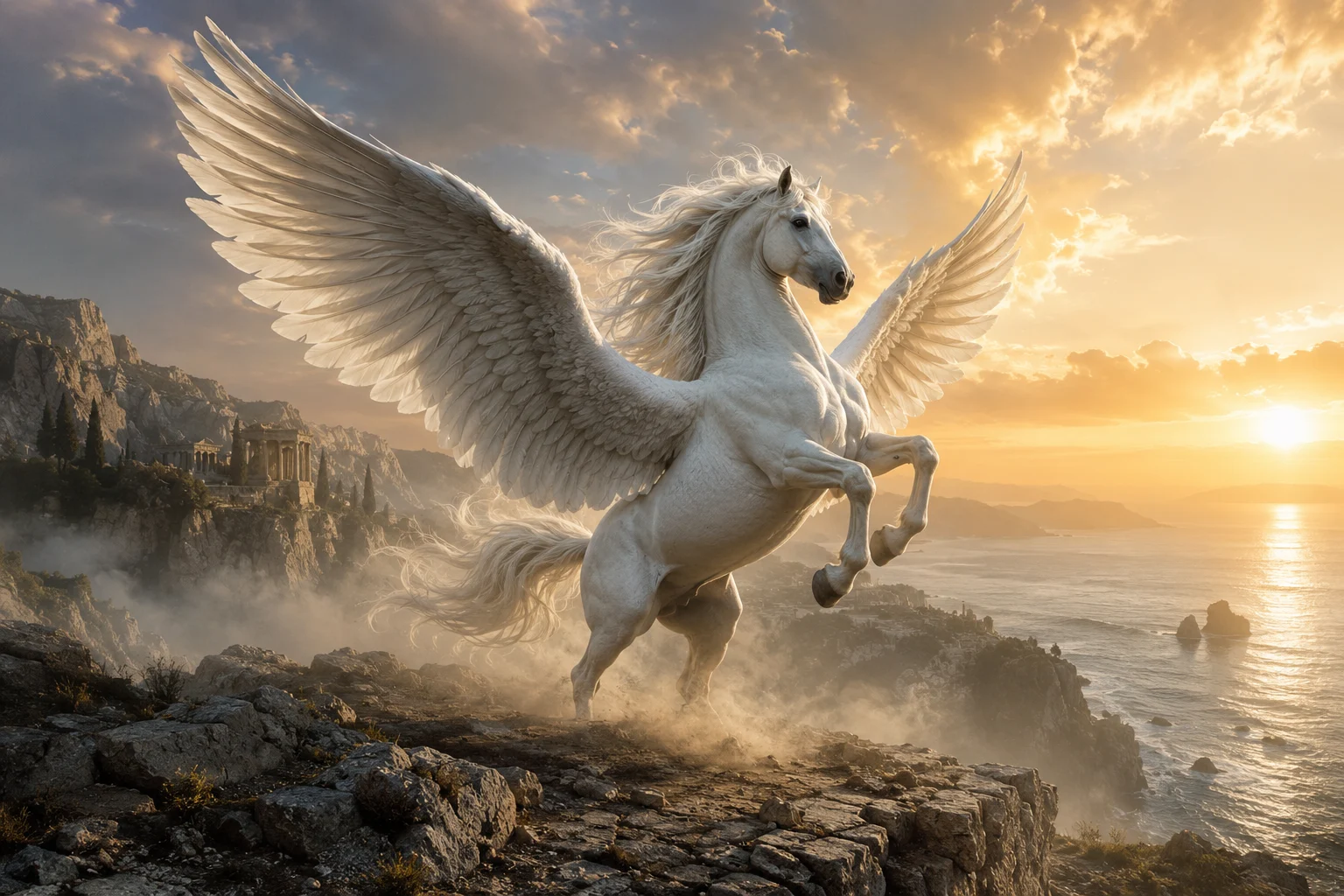 Illustration de Pégase, cheval ailé