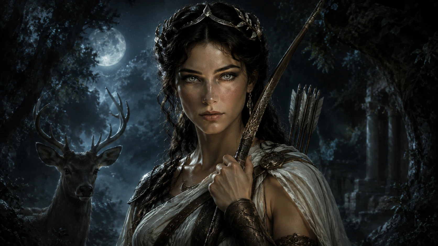 Artémis, déesse de la chasse, illustration stylisée
