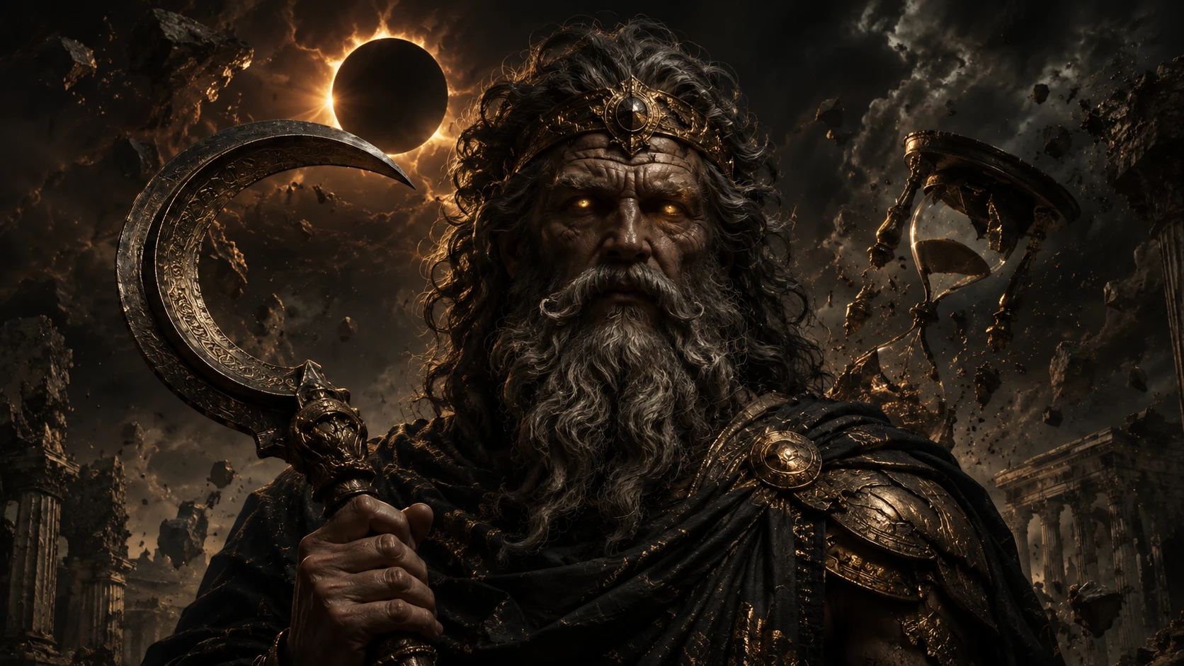 Cronos, roi des Titans, illustration stylisée