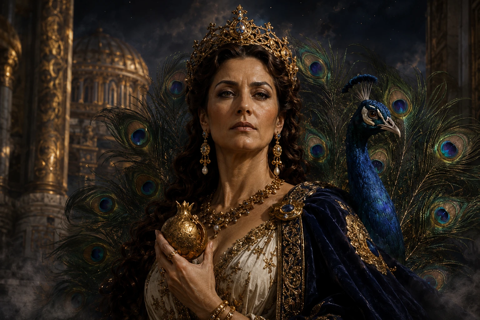 Héra, reine des dieux, illustration stylisée