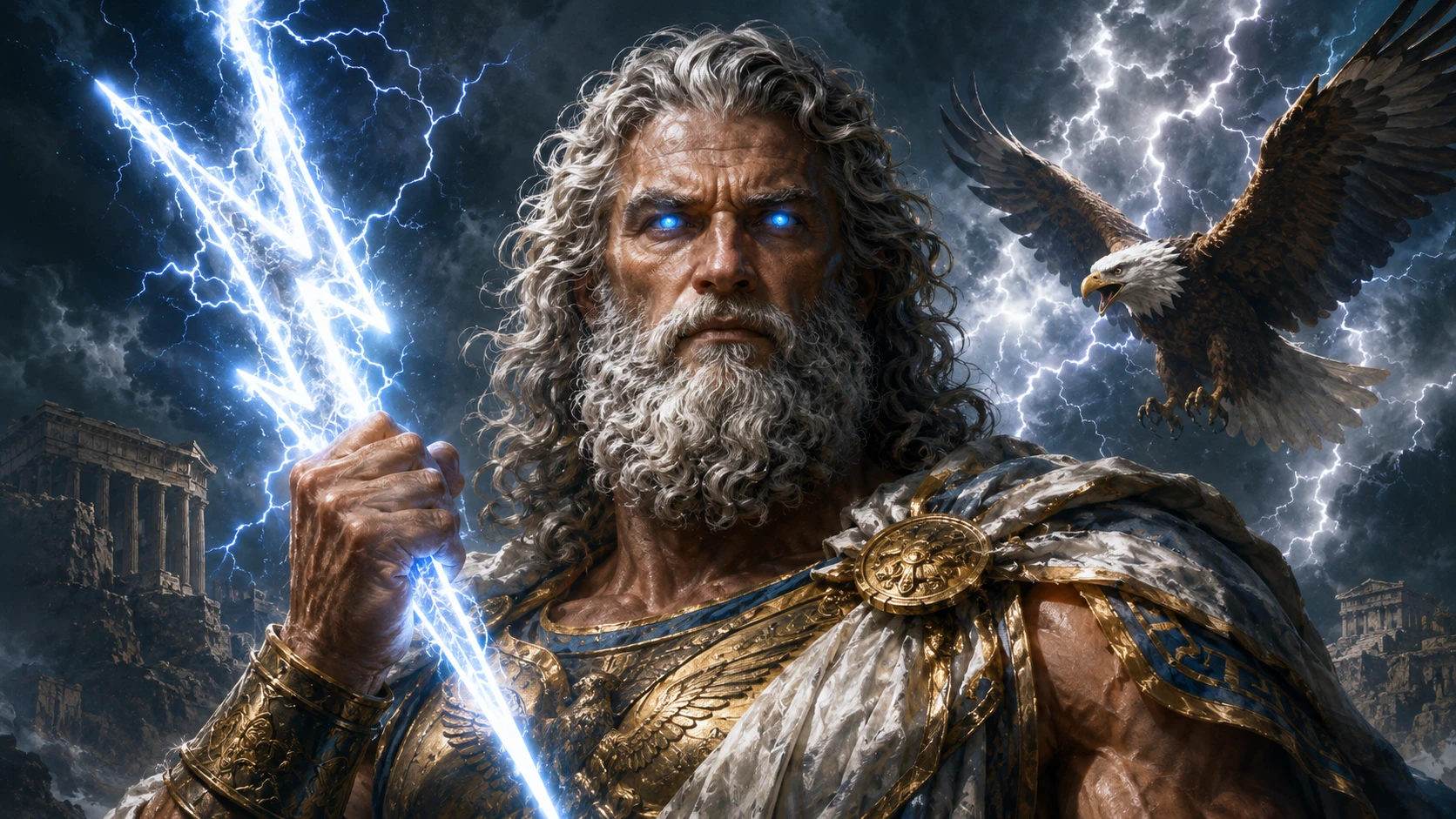 Zeus, roi des dieux, illustration stylisée