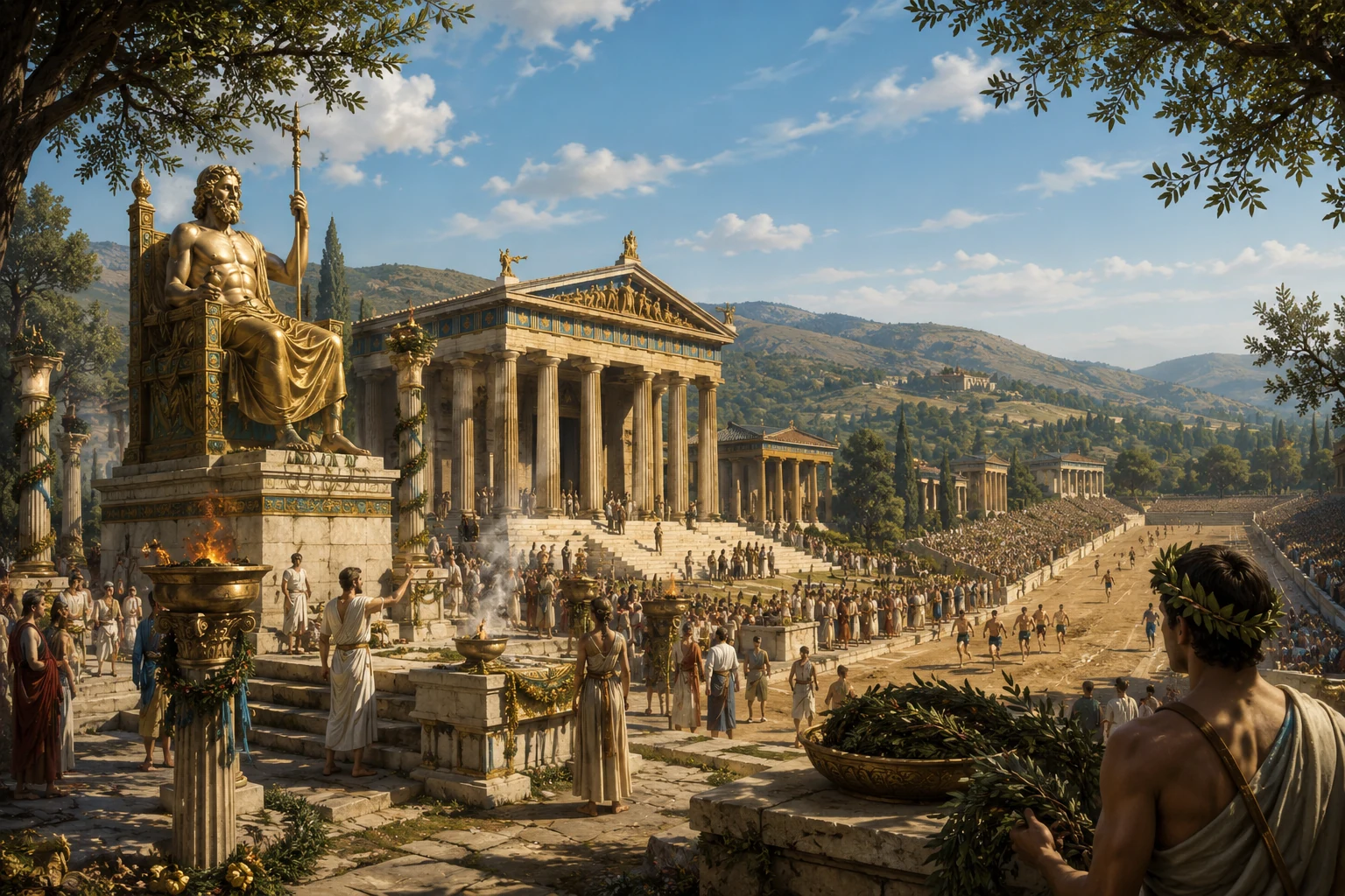 Olympie, sanctuaire de Zeus, avec temple et stade antique