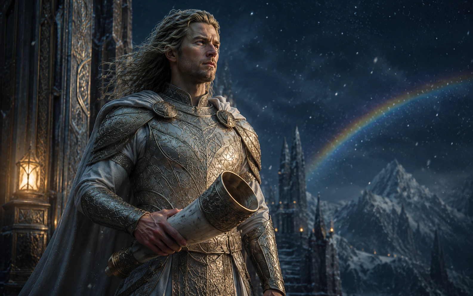 Heimdall, gardien du Bifröst, illustration stylisée