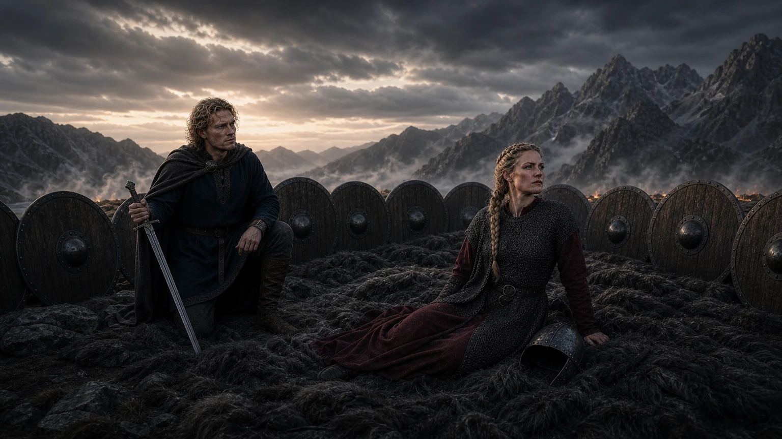 Sigurd rejoint Brynhild sur la montagne au milieu d'un cercle de boucliers
